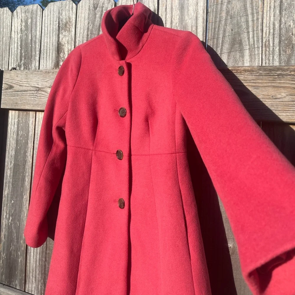 J Crew Uptown Ruffle Car Coat Women's Salmon Pink Coat Size 0 - Picture 5 of 16